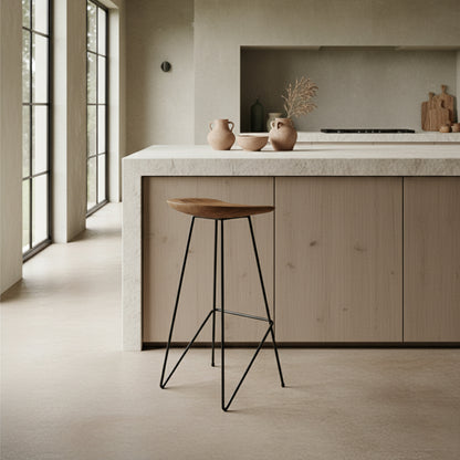 Taburete de bar Loft de teca natural - 41x42x77 cm