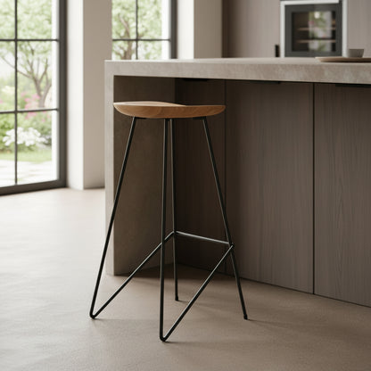 Taburete de bar Loft de teca natural - 41x42x77 cm