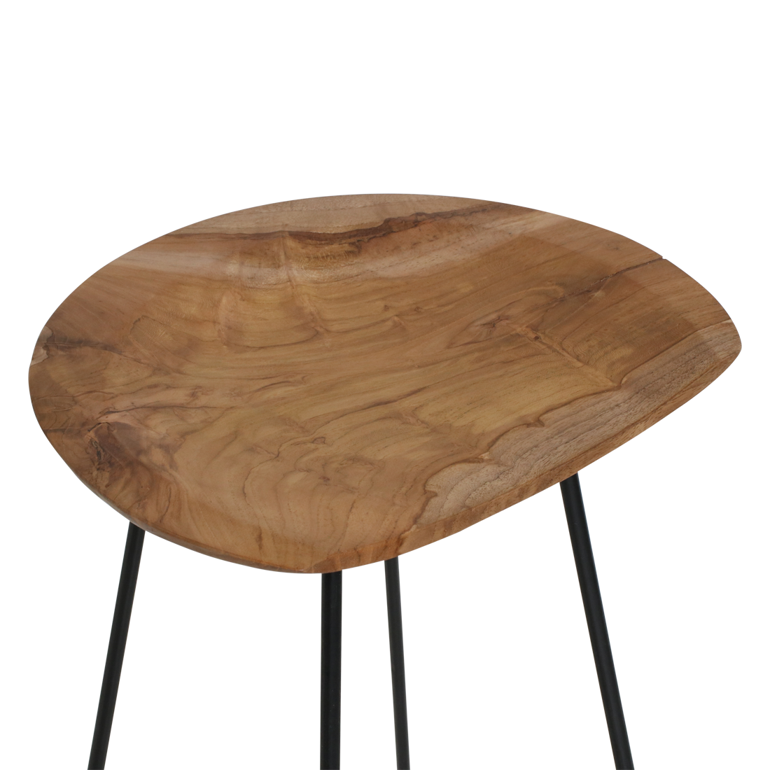 Taburete de bar Loft de teca natural - 41x42x77 cm