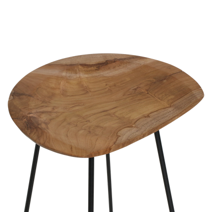 Taburete de bar Loft de teca natural - 41x42x77 cm