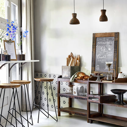 Taburete de bar Loft de teca natural - 41x42x77 cm