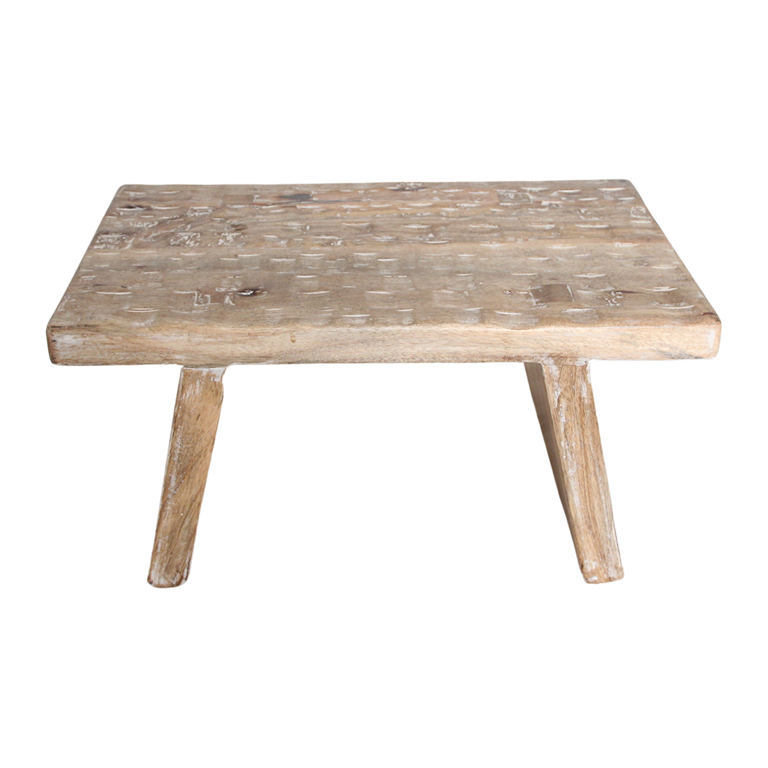 Mesa auxiliar/taburete de madera de mango natural
