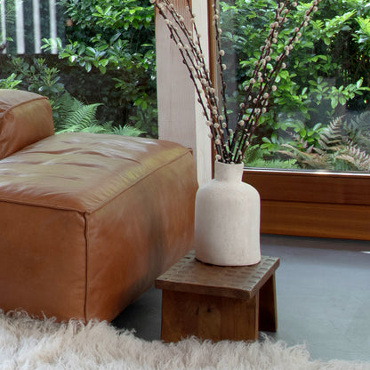 Mesa auxiliar/taburete de madera de mango marrón - 40x25x20 cm