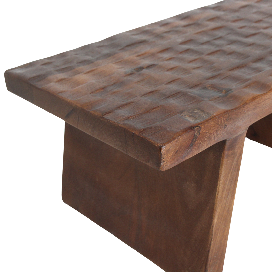 Mesa auxiliar/taburete de madera de mango marrón - 40x25x20 cm