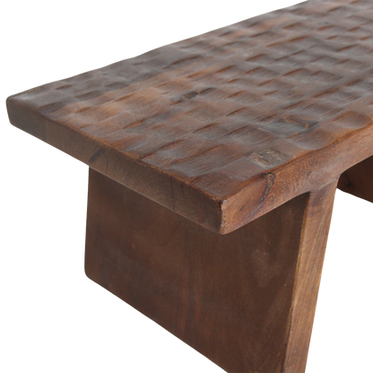 Mesa auxiliar/taburete de madera de mango marrón - 40x25x20 cm