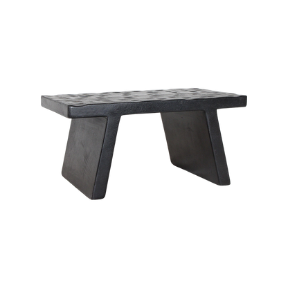 Mesa auxiliar/taburete de madera de mango negra - 40x25x20 cm