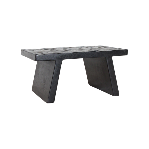 Mesa auxiliar/taburete de madera de mango negra - 40x25x20 cm