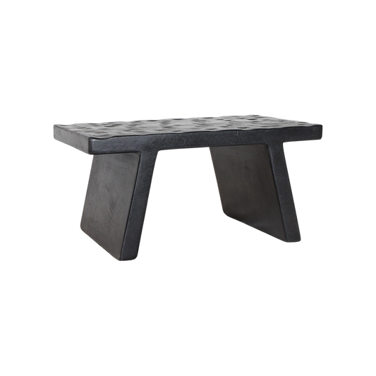 Mesa auxiliar/taburete de madera de mango negra - 40x25x20 cm