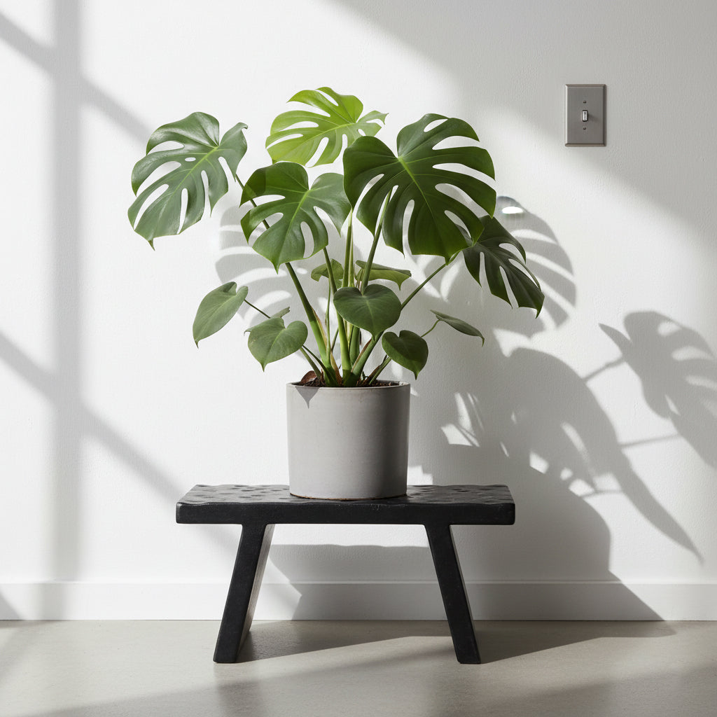 Mesa auxiliar/taburete de madera de mango negra - 40x25x20 cm
