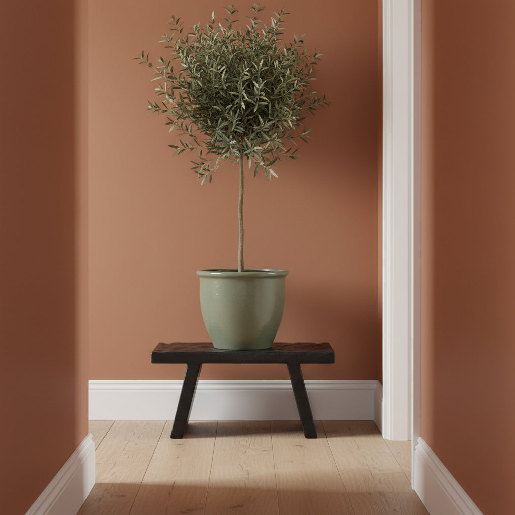 Mesa auxiliar/taburete de madera de mango negra - 40x25x20 cm