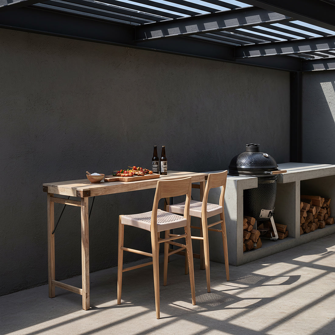 Taburete de bar de teca Freya para exterior