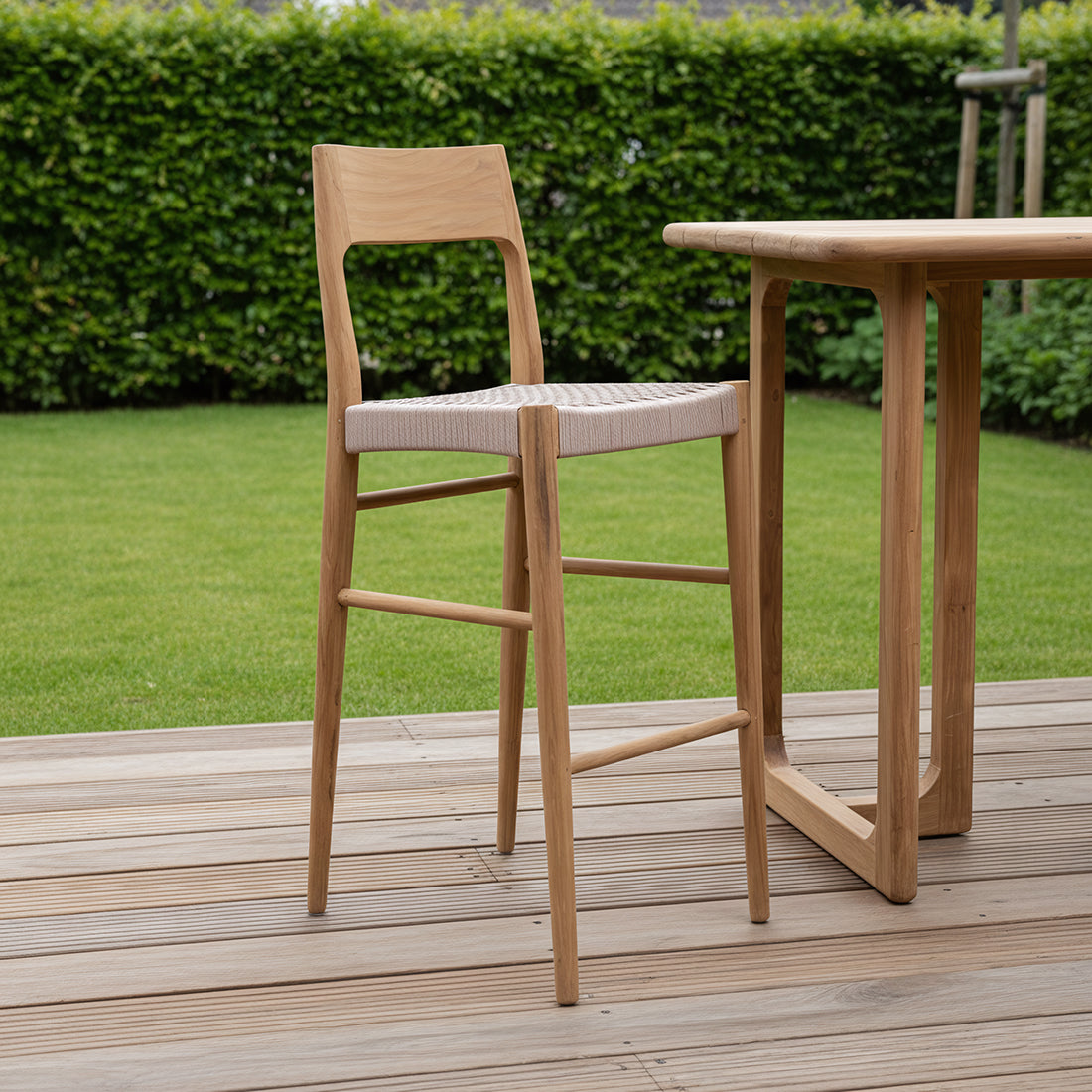 Taburete de bar de teca Freya para exterior