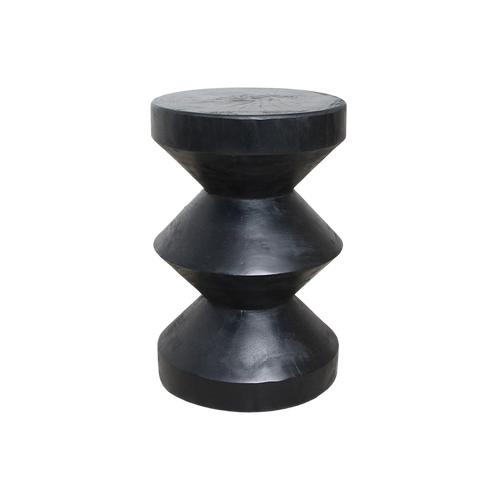 Mesa auxiliar de teca Forma Rizo negra