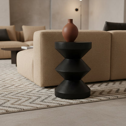 Mesa auxiliar de teca Forma Rizo negra