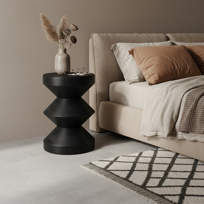 Mesa auxiliar de teca Forma Rizo negra