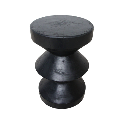 Mesa auxiliar de teca Forma Rizo negra