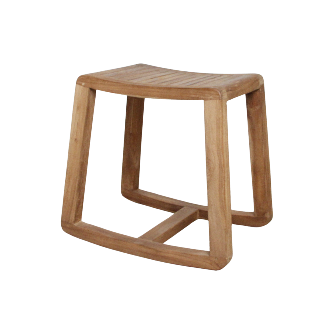 Taburete balancín de teca - 49x36x45 cm