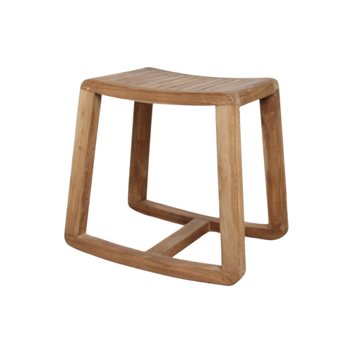 Taburete balancín de teca - 49x36x45 cm