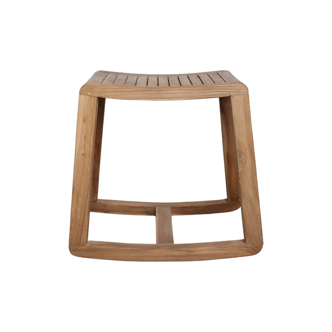 Taburete balancín de teca - 49x36x45 cm