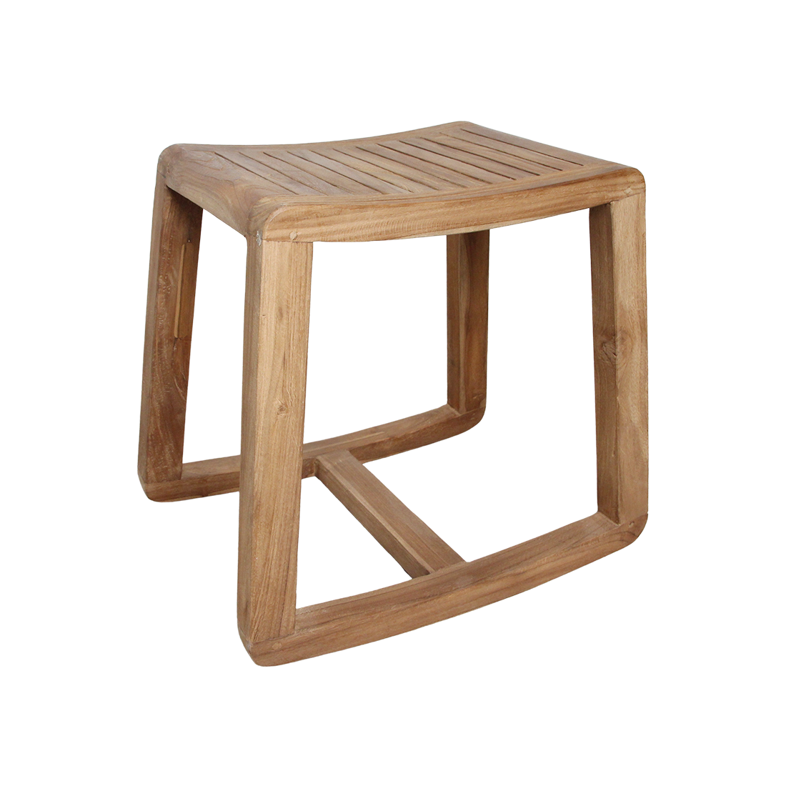 Taburete balancín de teca - 49x36x45 cm