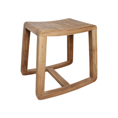 Taburete balancín de teca - 49x36x45 cm