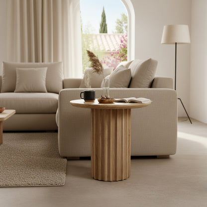 Mesa auxiliar Bullnose invertida natural Ø 50 cm