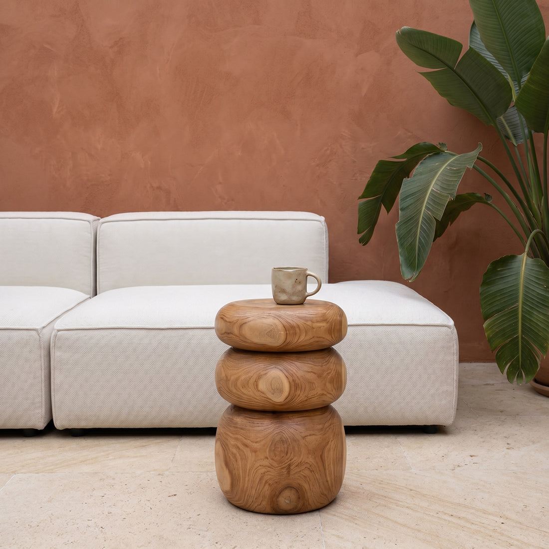 Mesa auxiliar/taburete de teca Tao